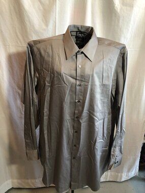 Geoffrey Beene No Iron Tall 17 1/2 37/38 Gray Dress Shirt